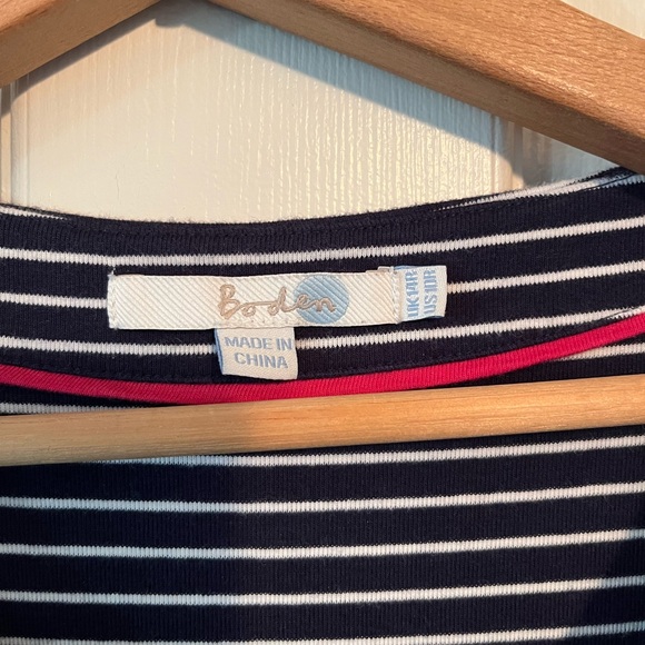 Boden Navy and White Striped 3/4 Sleeve Dress - Picture 4 of 8